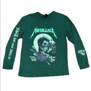 H&M Metallica "Sad But True" Long Sleeve Shirt Green Mens Size Small